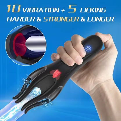Glans Trainer Male Penis Massage Tongue Licking Stimulate Oral Vibrator Blowjob Delay Endurance Masturbator Sex Toys for Men 18+