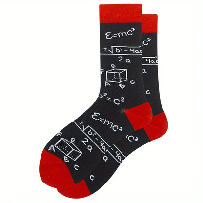 1 pair of men's cartoon printed tool pattern with unique and personalized long socks men  socks