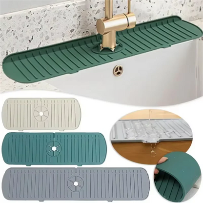 Silicone Tap Mat,Sink Splash Guard,Kitchen Tap Silicone Drain Mat, Silicone Tap Handle Drip Catcher Tray, Tap Mat for Kitchen