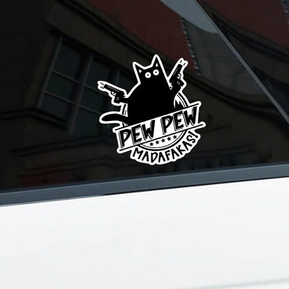 "Pew Pew Madafakas" Cat with Guns Vinyl Sticker Waterproof Decal for Laptop Water Bottle Phone Car Van Tent Wall Decor