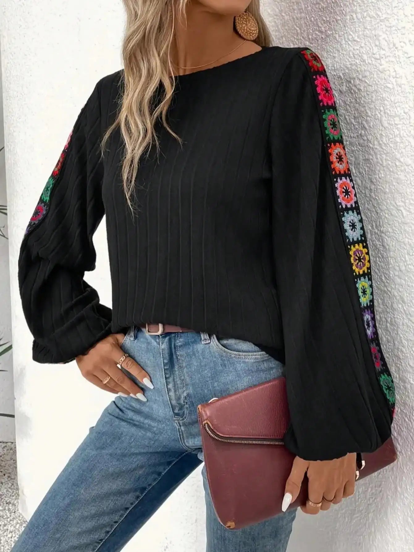 Plus Size  1XL-5XL Women Long Sleeve Breathable Semi-Sheer T-Shirt Women Fashion Elegant V-Neck Lace Cut-Out T-Shirt