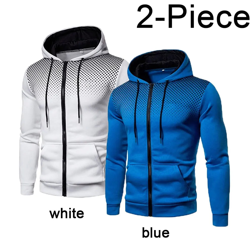 2023 Autumn and Winter New European and American Solid Color Fleece Sweater Pants Men's Casual Zipper Sports Hat Set