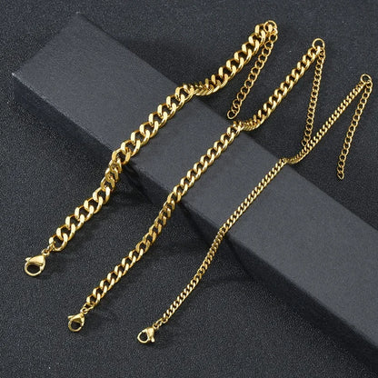 3.5-7MM Stainless Steel Chain Bracelets For Men Women Punk Curb Cuban Link Chain Bangle Fashion Party Never Fade Jewelry