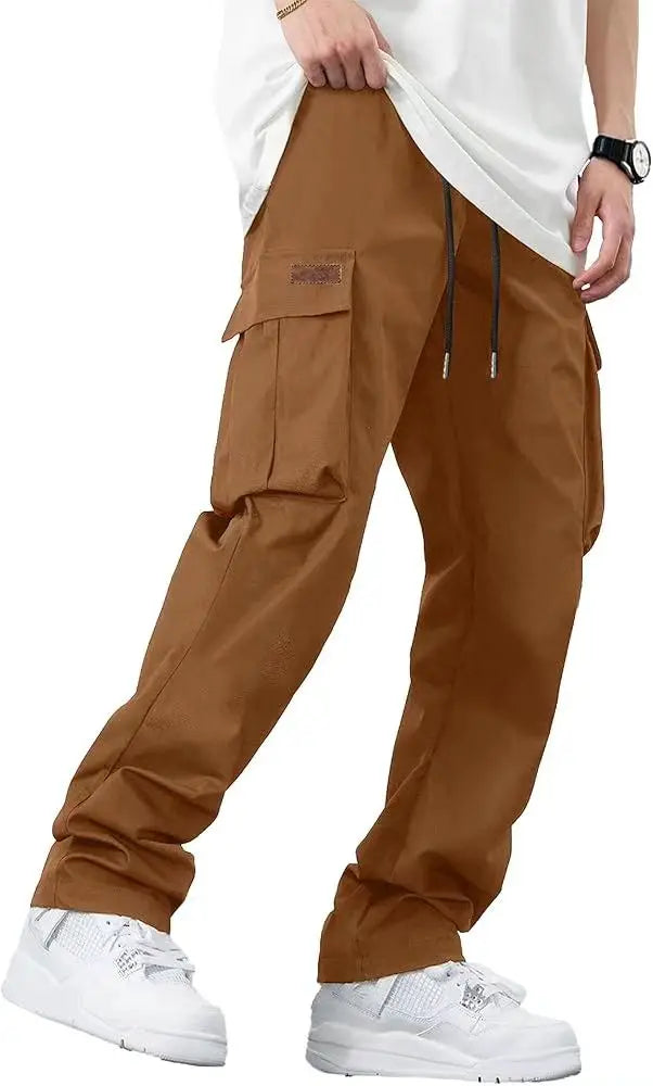 2026Mens Casual Jogger Pants Relaxed Fit Cargo Pants Drawstring Sweatpants Hiking Outdoor Twill Sport Pants