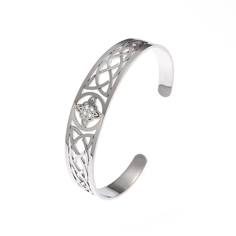 Witch Knot Cuff Bracelet Stainless Steel Pagan Witchcraft Symbol Magic Knot Good Luck Amulet Bangls Celtic Knot Jewelry