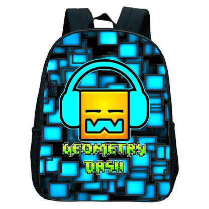 16 Inch Angry Geometry Dash Backpack Boys Girls Bookbag Cartoon Game Kids Kindergarten School Bags Toddler Childcare Backpack