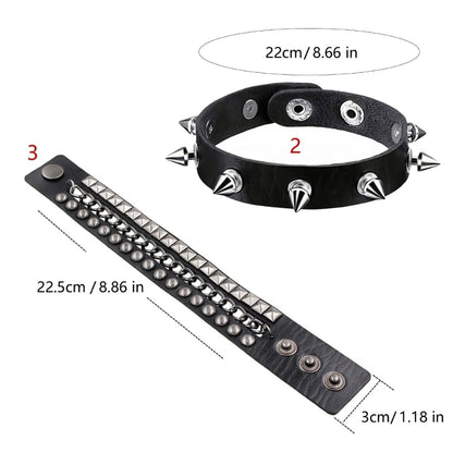 T5UF Stylish Punk Rock Bracelet Square Rivets Punk Wristband Trendy Gothic Jewelry Suitable for Individuality and Comfort
