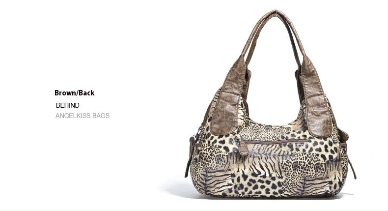 Angelkiss Women Handbags Leopard Bag Top-handle Handbag Fashion Satchel Dumpling Pack Shoulder Bag Tote Bag Hobos Large Purse