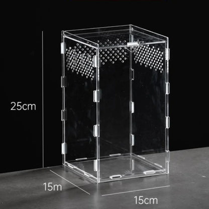 Durable Acrylic Reptile Habitat Anti-Escape Multiple Size Spider Feeding Case Clear Arboreal Lizard Breeding Box for Chameleon