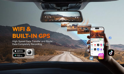 WOLFBOX M40 Dash Cam 4K+1080P With Voice Control ADAS Built in 5GHZ WI-FI and GPS Video Recorder Front and Rear Dash Camera