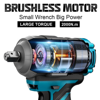 Gisam 2000N.M Brushless Electric Impact Wrench 1/2 inch Cordless Screwdriver Drill 3Gear Electric Wrench Power Tool For Makita 18V Battery Pin