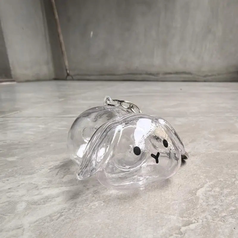 **Cartoon Pet Hair Memorial Transparent Storage Box Keyring Cute Animal Rabbit Fur Organizer Keychain Bag Pendant Pet Souvenirs