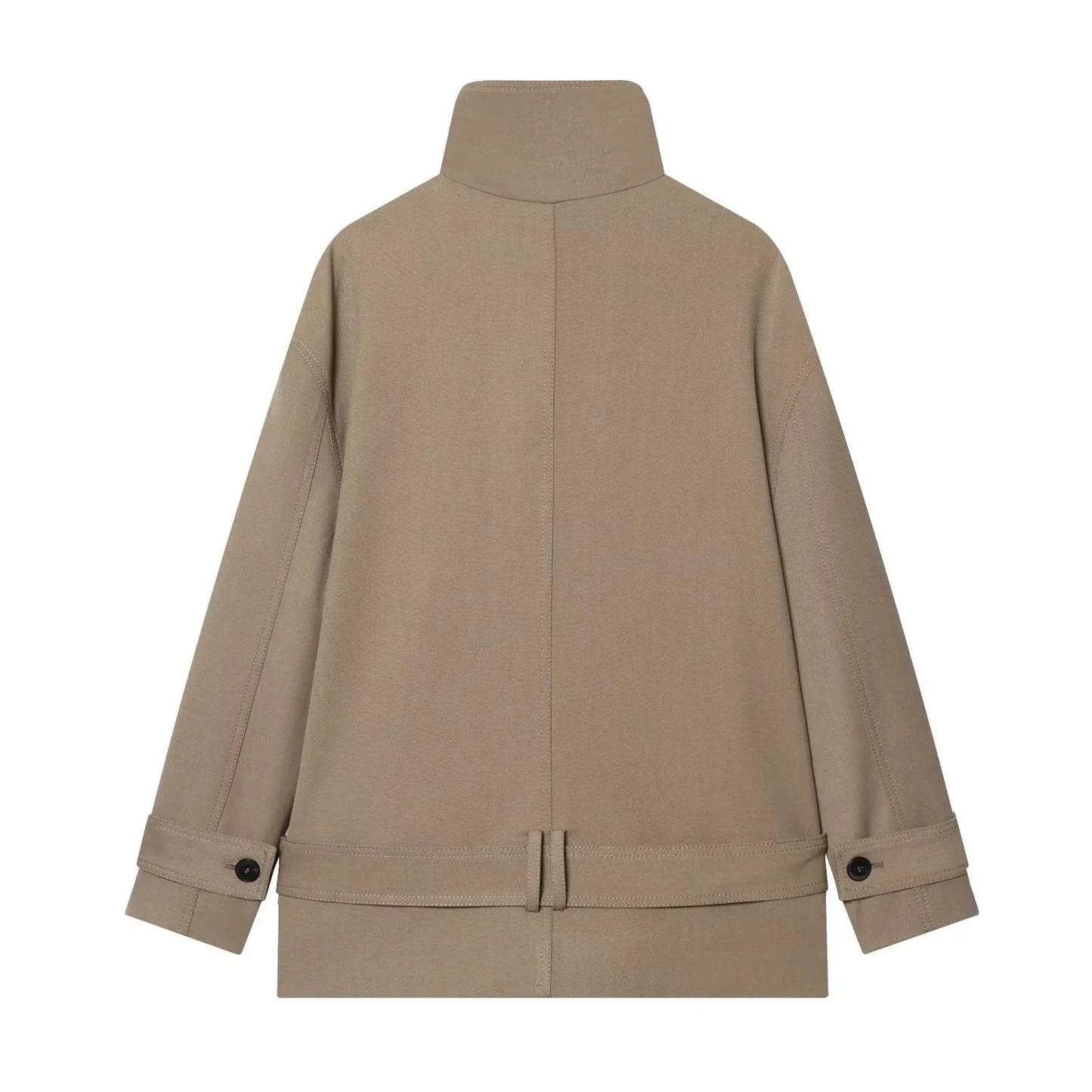 KONDALA High Street Casual Chic Women Jacket Double Breasted Stand Collar Pockets Sashes Jacket New Fashion 2026 Spring Jacket