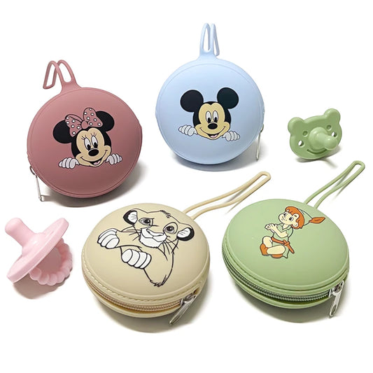 Cartoon Silicone Nipple Storage Bag  Kids Pacifier Holder Portable Silicone  Food-Grade Pendant DIY Accessories Baby Toy Gift