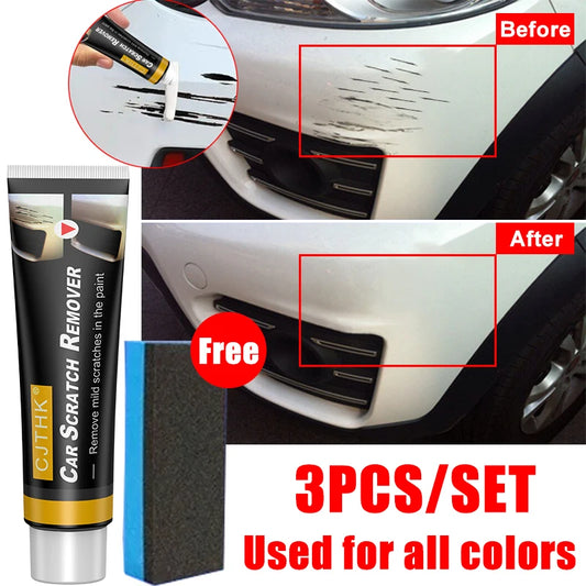 Car Scratch Remover Polishing Paste With Sponge Paint Care Restore Damaged Surface Smooth Finish For Auto Gloss