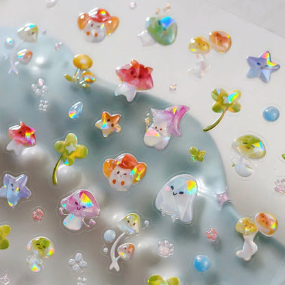 Colorful 5D Happy Birthday Nail Art Sticker Cake Candle Numbers Musical Note Cute Bear Stars Cherry Self Adhesive Manicure Decal