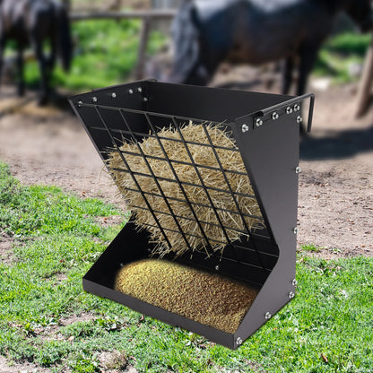 Heavy Duty Metal Country Manufacturing Wall Mount Combo Horse Feeder Goat Sheep Hay Rack Livestock Feeder Distance Adjustable