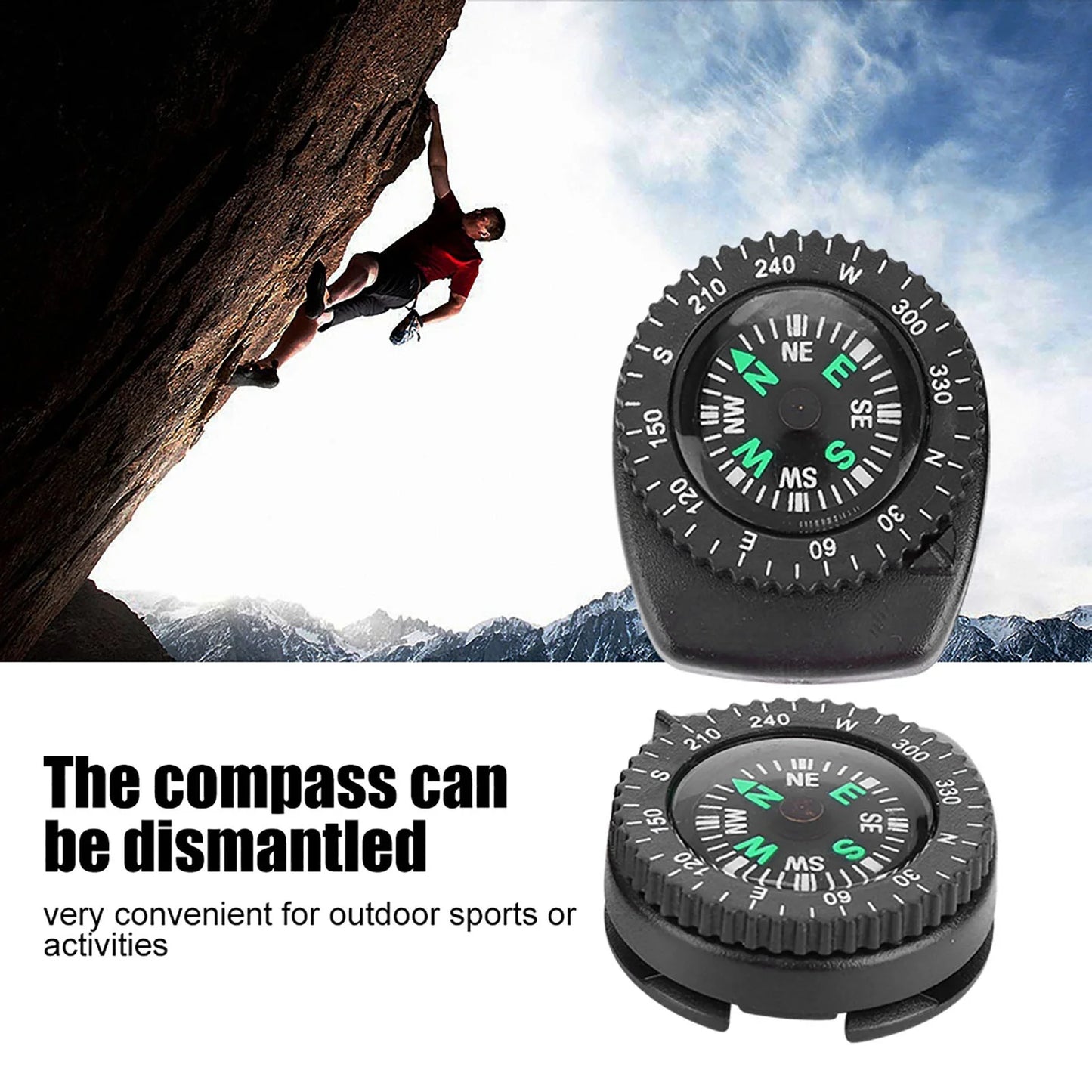2pcs Compass for Watch Sliding Navigation Wristband Portable Beautiful Appearance Compasses Suitable for Outdoor Camping Boating