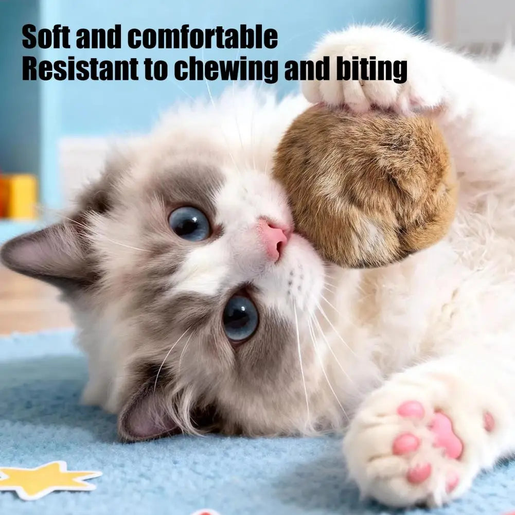 Cat Bunny-kick Ball Furry Ball Cat Toy Soft Fluffy Rabbit Fur Pom Pom Balls Washable Indoor Exercise Toy Stimulates Hunting Play