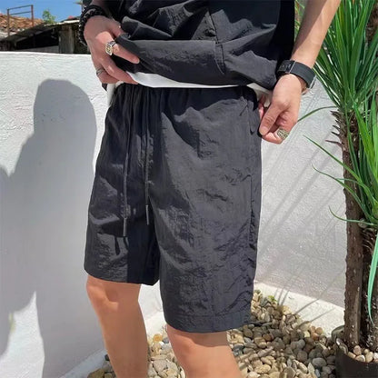 Summer Cargo Style Set Men's Casual Hooded Solid Short Sleeve T-shirt Shorts Loose Fashion High Quality Handsome Sweatshirt Suit
