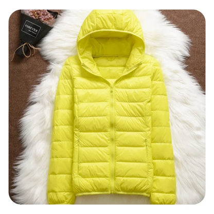 15 Colors Women Hooded Puffer Jackets 2023 New Spring Winter 90% White Duck Down Female Coats Ultralight Packable Casual Parkas