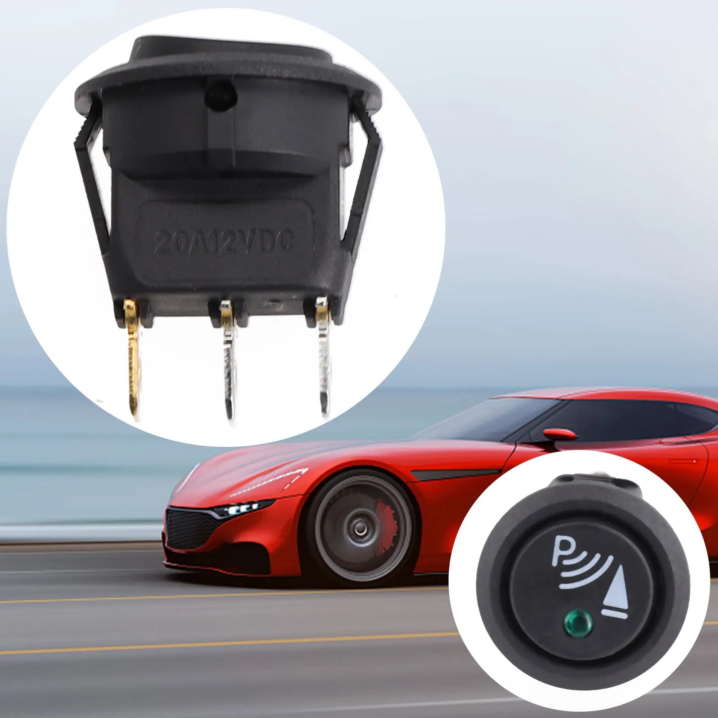 Car 3 Pin Rocker/Parking Off Switch Front Rear Walking Sensor Interior Accessory