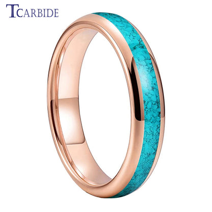 4MM 6MM 8MM Multicolor Turquoise Ring Men Women Beautiful Tungsten Engagement Wedding Band Domed Polished Finish Comfort Fit