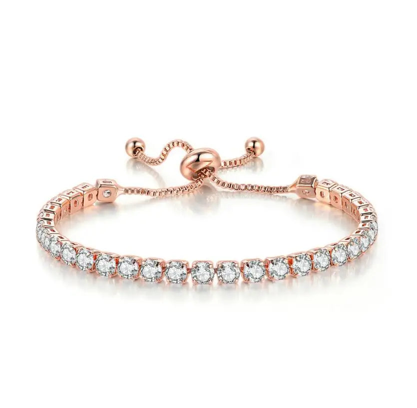 Adjustable Colorful Birthstone Tennis Bracelets for Women 4MM Crystal Bangle Female Hand Chain Trend Jewelry Accessories H133