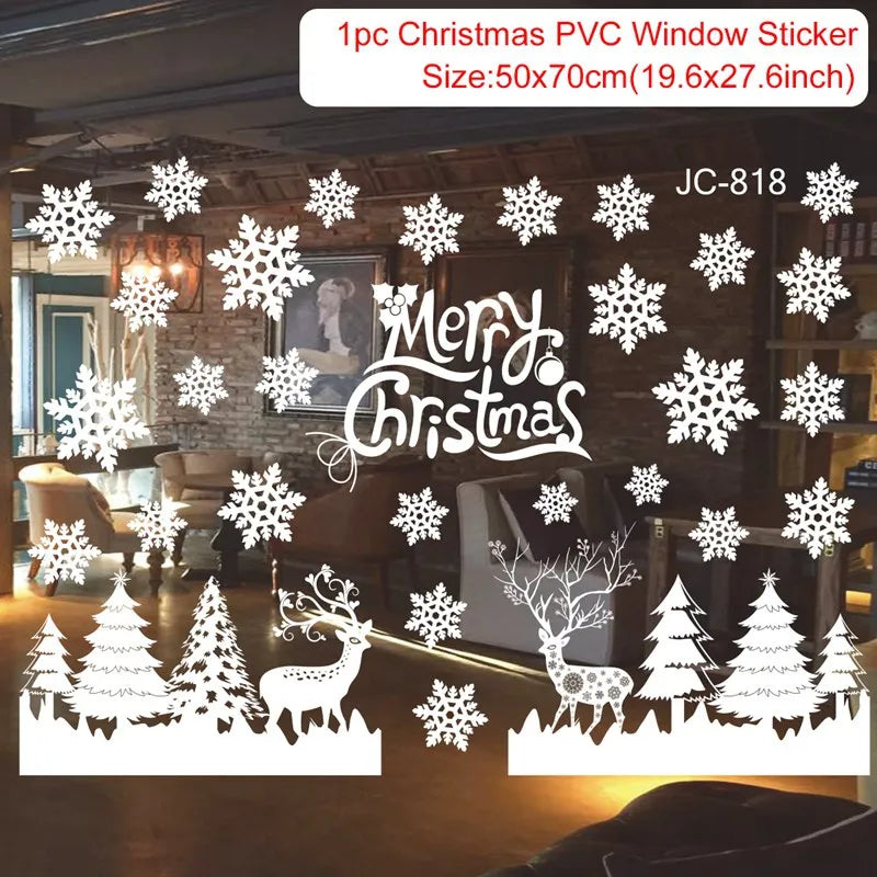Christmas Window Stickers Christmas Wall Sticker Kids Room Wall Decals Merry Christmas Decorations For Home New Year Stickers