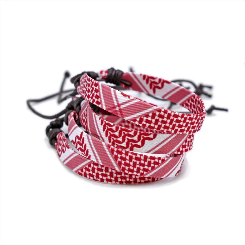 Geometric Polka Dot Palestine Bracelet for Men Women Hand Multicolor Weave Arabic Style Gaza Flag Jewelry Accessories