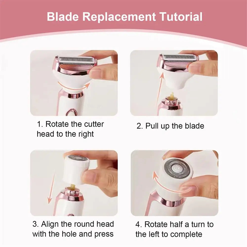 Electric Razor for Women Leg Body Hair Shaver Bikini Underarm Epilator Painless Facial Mustache Trimmer Portable Hair Remover