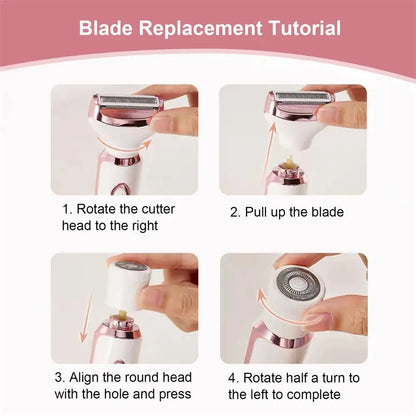 Electric Razor for Women Leg Body Hair Shaver Bikini Underarm Epilator Painless Facial Mustache Trimmer Portable Hair Remover