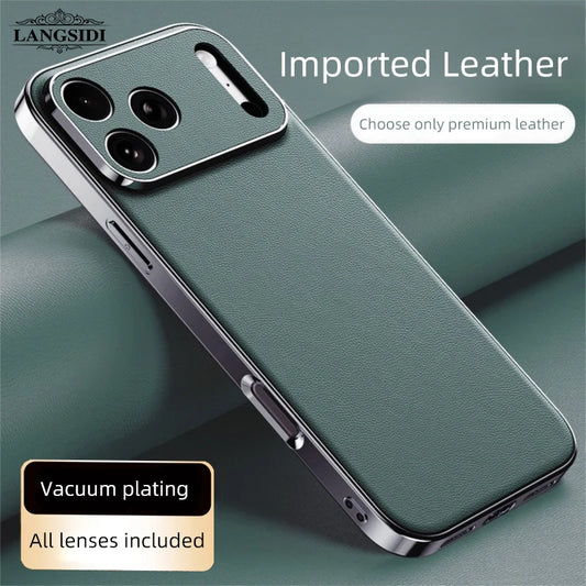 LANGSIDI Luxury Ultra Thin Shockproof Leather Case For iPhone 17 16 Pro Max 15 Plus 14 13 12 11 Air Lens Protective Cover