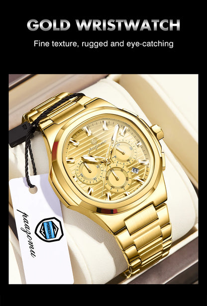 PAAZOMU Fashion Brand Man Wristwatch Waterproof Stainless Steel Luminous Men Watch Chronograph Date Luxury Quartz Men's Watches
