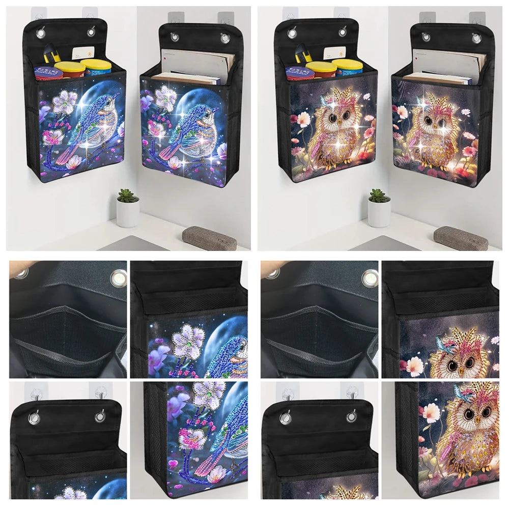 1pc/Set DIY Butterfly Diamond Art Hanging Storage Bags Canvas Crystal Rhinestone Cats Diamond Painting Storage Bags for Hanging