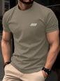 Summer men's 100% pure cotton casual fashionable loose retro compass mountain pattern printed round neck short sleeved T-shirt