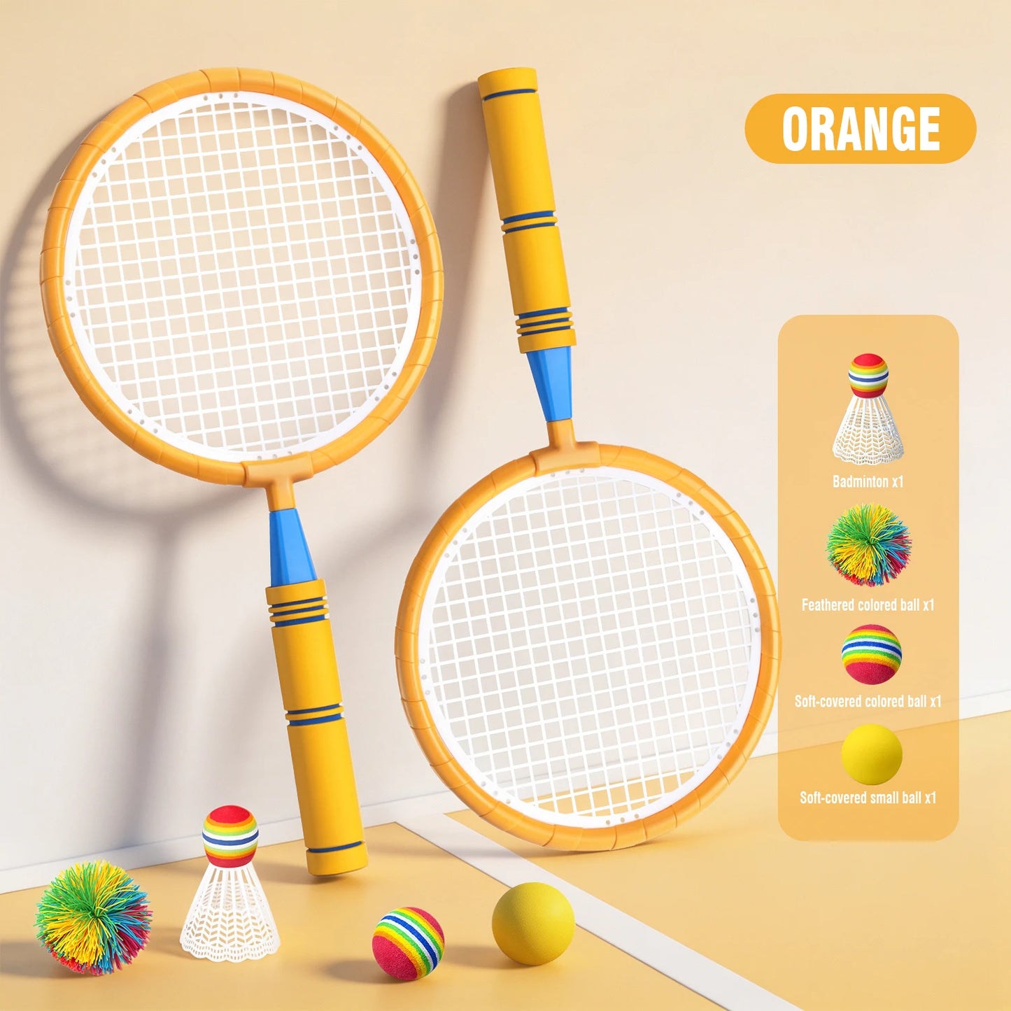 Kids Badminton Racket with Ball Parent-child Indoor Outdoor Sports Toy Training Equipment Children Teens Adult Birthday Gifts