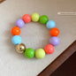 Multicolor Irregular Acrylic Beaded Bangles for Women Geometric Smudge String Bracelet Beach Vacation Style Couple Jewelry W