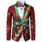 2026 Merry Christmas Lapel Blouse Funny Santa Claus Cosplay Graphic Long Sleeve Shirts For Men Clothes Bachelor Party Fake Suit