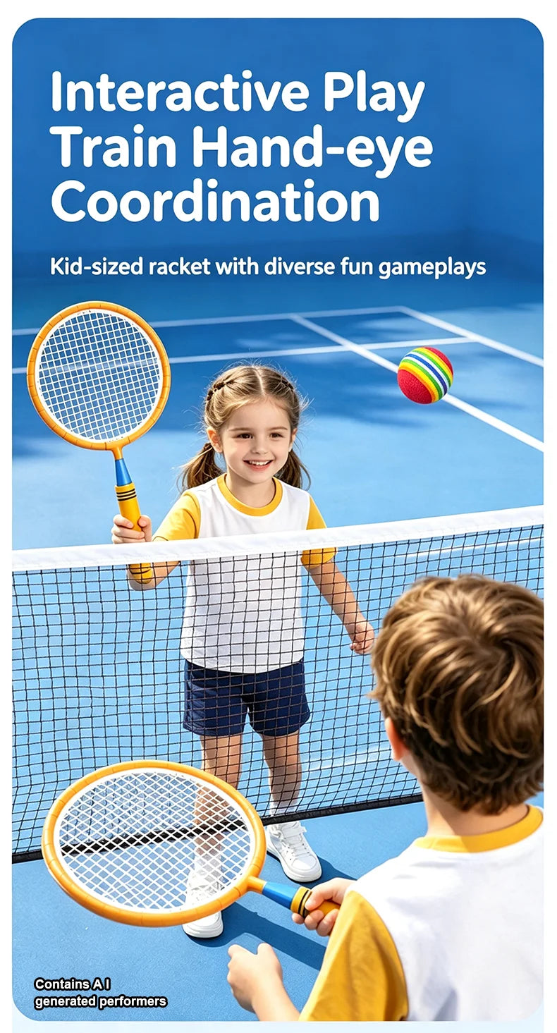 Kids Badminton Racket with Ball Parent-child Indoor Outdoor Sports Toy Training Equipment Children Teens Adult Birthday Gifts