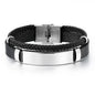Bracelet Homme Twist Braid Leather Rope Bracelets For Men Stainless Steel Hiphop Rock Fashion Jewelry Accessories Wholesale