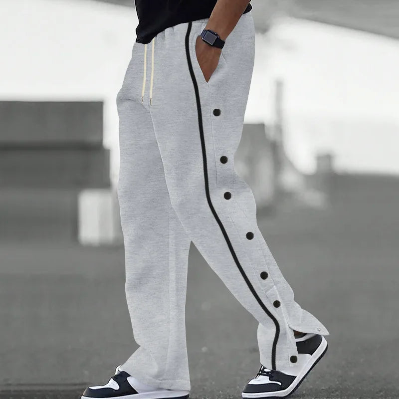 Autumn Men Sweatpants Fashion Sportswear Drawstring Straight Track Pants Casual Loose Trousers breasted Breathable quick drying