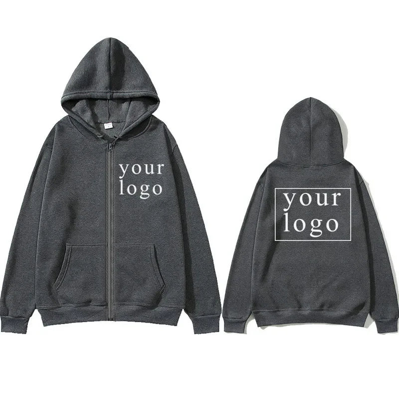 2024 New Fashion Your Own Design Brand Logo/Picture Personalized Custom Anywhere Men Women DIY Zipper cardigan hoodie