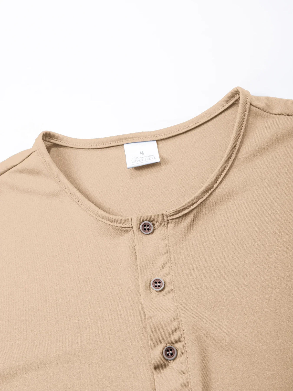 Men's Casual  Henry T Shirt Summer Brown Button Solid Color Polo Short Sleeve Breathable Comfortable Sports Loose T-shirt