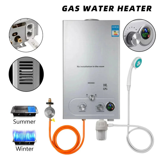 LPG 6L/8L/10L/12L/16L/18L Wasser Heizung 36KW Instant Liquefied Petroleum Gas Wasser heizung Edelstahl Kessel Kit Portable