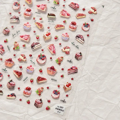 Lovely Animal Graffiti Cat Claw Rabbit Bunny Bear Dog Flower Fruit Dim Sum Candy Sunflower Adhesive 5D Nail Art Stickers Decal
