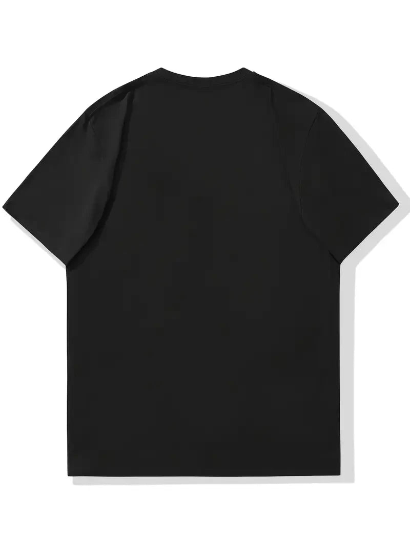 Men's Summer 100% Pure Cotton Casual Loose Sports T-Shirt Yin-Yang Tree Pattern Print round Neck Short-Sleeved Top