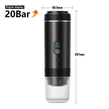 DENOKIN 3-in-1 Capsule Coffee Maker With Digital Display Portable Espresso Coffee Machine for Car & Home Camping Coffee Maker