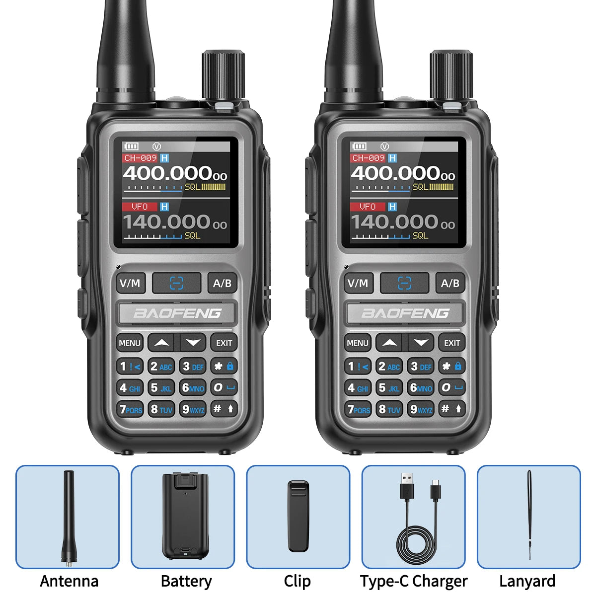 1/2PCS BAOFENG UV-5R Mini Walkie Talkie Dual PTT Wireless Bluetooth Programming Multi-Band Type-C Charge Long Range Ham Radio