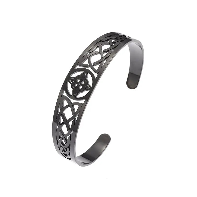 Witch Knot Cuff Bracelet Stainless Steel Pagan Witchcraft Symbol Magic Knot Good Luck Amulet Bangls Celtic Knot Jewelry